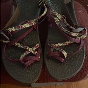 Size 9 Purple and Green Chacos